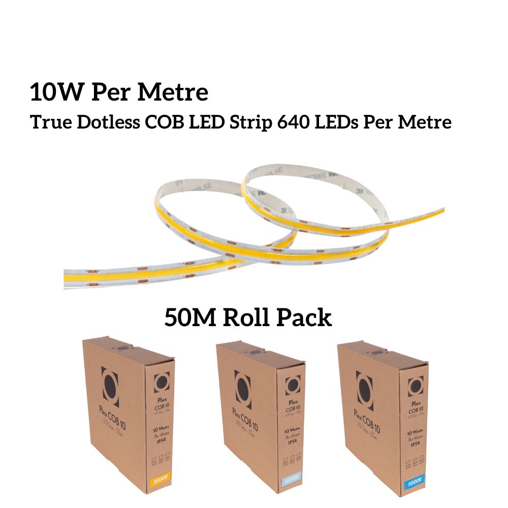 Domus PLEX-COB-10-50M LED Strip - 10W, 24V, 50m Roll Pack, Per Metre, IP54, Dotless - DRIVER REQUIRED-Domus Lighting-Ozlighting.com.au
