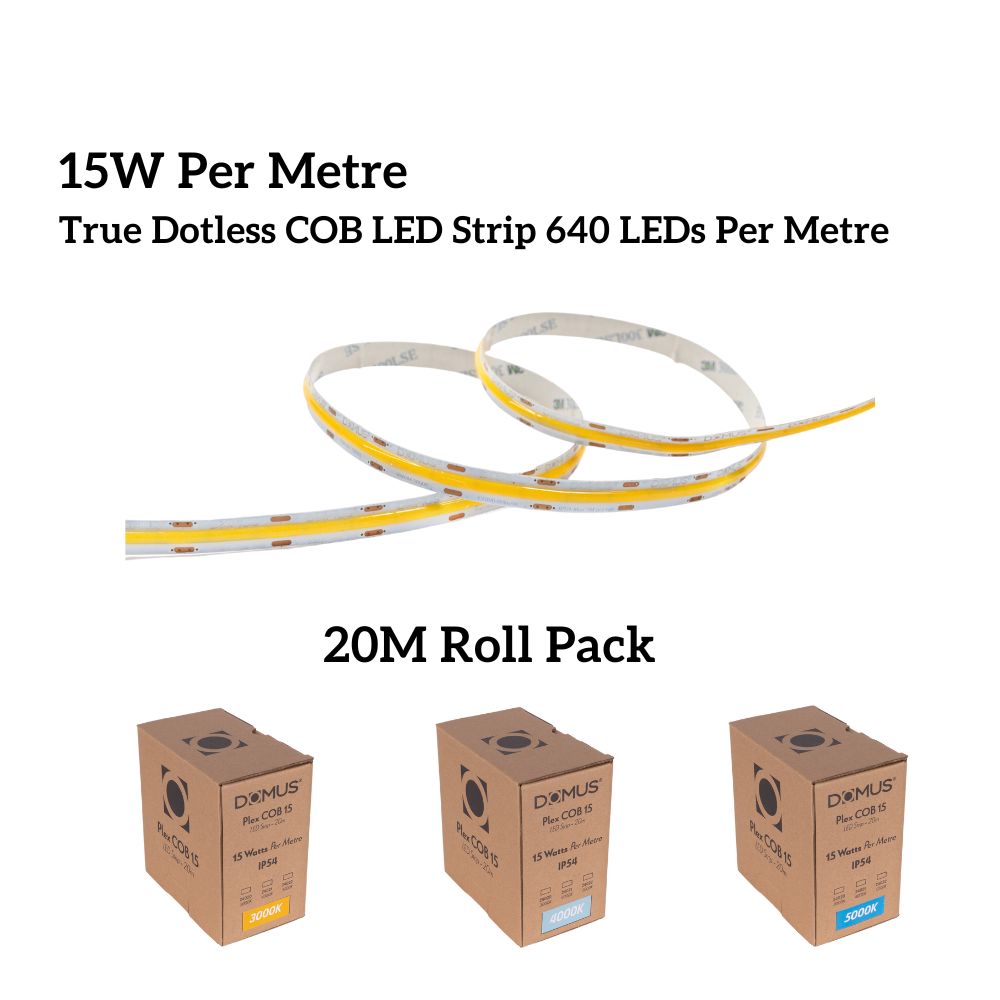 Domus PLEX-COB-15-20M LED Strip - 15W, 24V, 20m Roll Pack, Per Metre, IP54, Dotless - DRIVER REQUIRED-Domus Lighting-Ozlighting.com.au