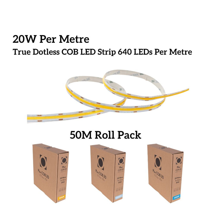 Domus PLEX-COB-20-50M - 50M Roll Pack 20W LED Per Metre 640LED True Dotless Striplight IP54 24V - DRIVER REQUIRED-Domus Lighting-Ozlighting.com.au