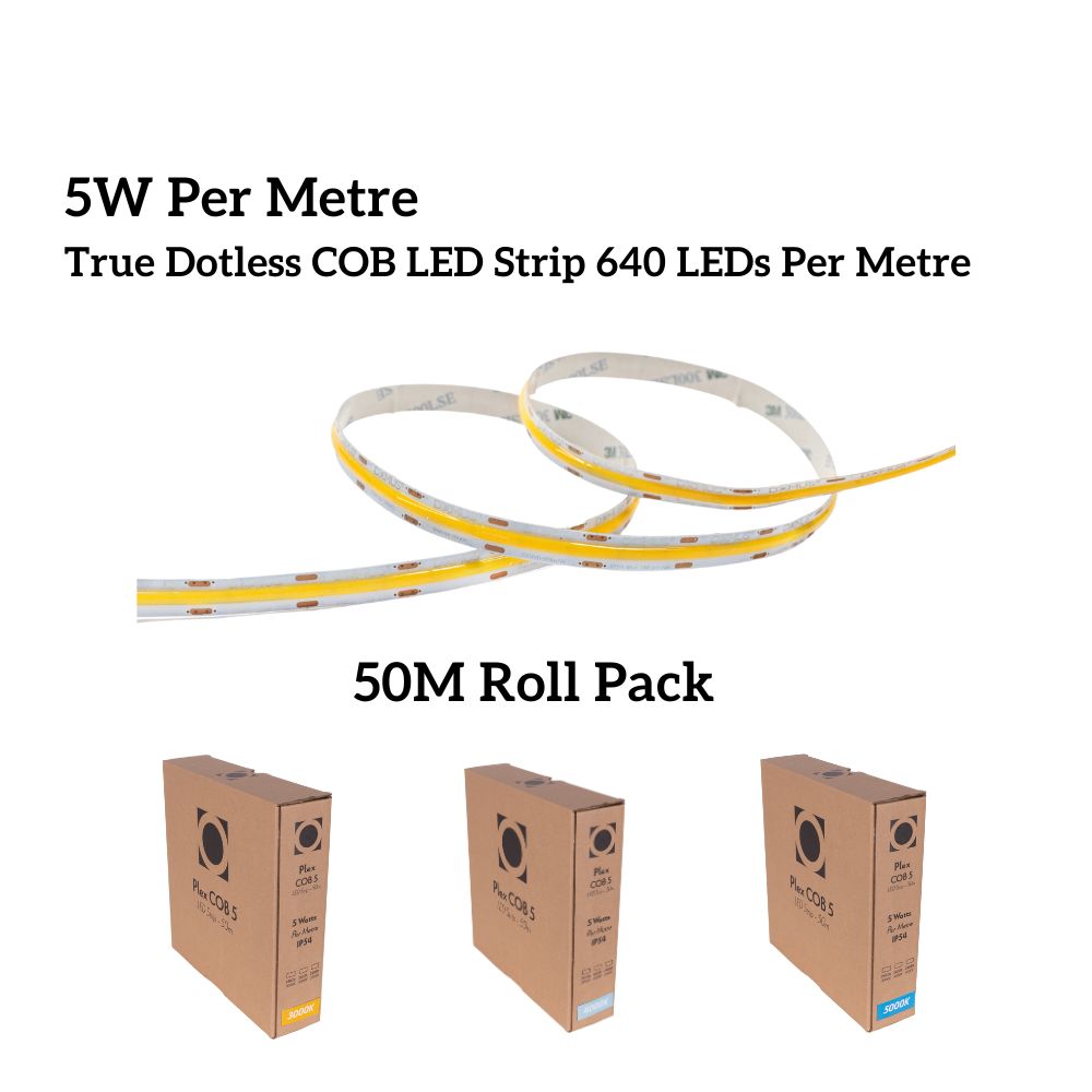 Domus PLEX-COB-5-50M LED Strip - 5W, 24V, 50m Roll Pack, Per Metre, IP54, Dotless - DRIVER REQUIRED-Domus Lighting-Ozlighting.com.au