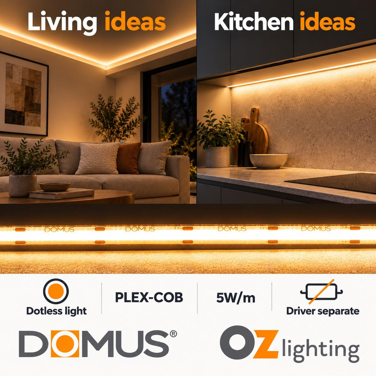Domus PLEX-COB LED Strip - 5W/m - DRIVER REQUIRED-Domus Lighting-Ozlighting.com.au
