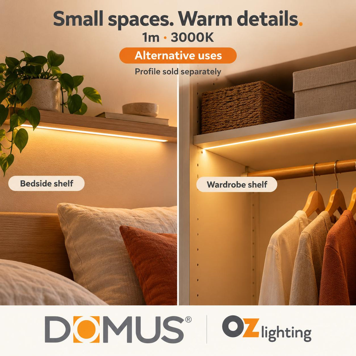 Domus PLEX Micro 1 Metre 8W/m Warm White Strip and Driver Bundle-Domus Lighting-Ozlighting.com.au