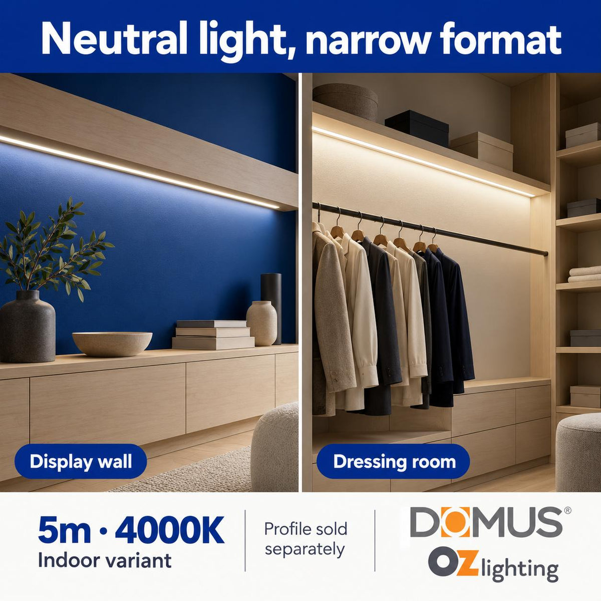 Domus PLEX Micro 5 Metre 8W/m Neutral White Strip and Driver Bundle-Domus Lighting-Ozlighting.com.au