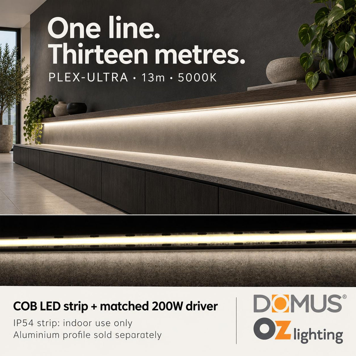 Domus PLEX Ultra 13 Metre 10W/m Cool White Strip and Driver Bundle-Domus Lighting-Ozlighting.com.au