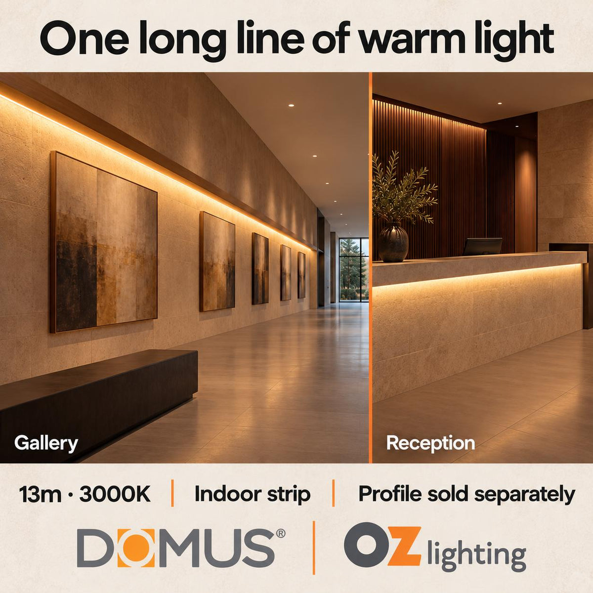 Domus PLEX Ultra 13 Metre 10W/m Warm White Strip and Driver Bundle-Domus Lighting-Ozlighting.com.au