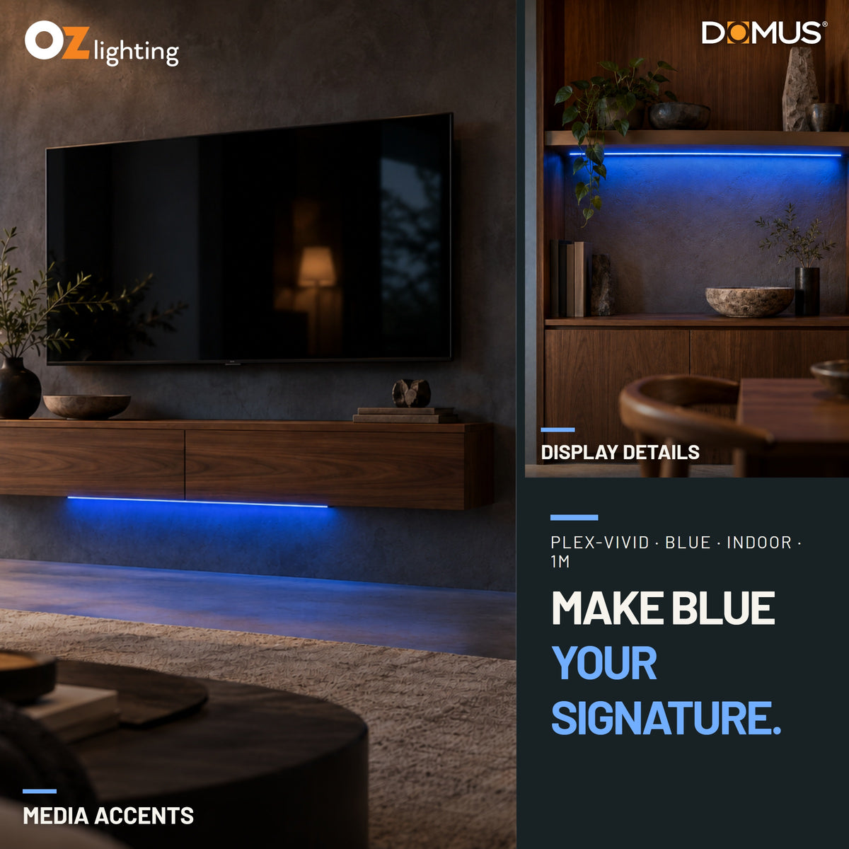 Domus PLEX Vivid 1 Metre 15W/m Blue Strip and Driver Bundle-Domus Lighting-Ozlighting.com.au