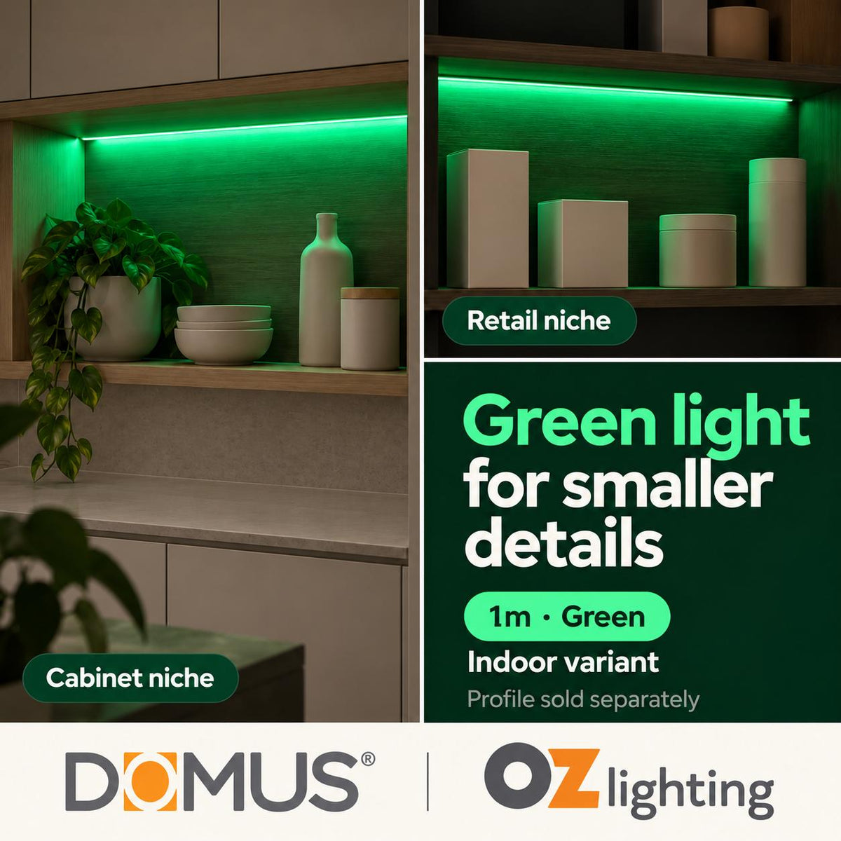 Domus PLEX Vivid 1 Metre 15W/m Green Outdoor Strip and Driver Bundle-Domus Lighting-Ozlighting.com.au