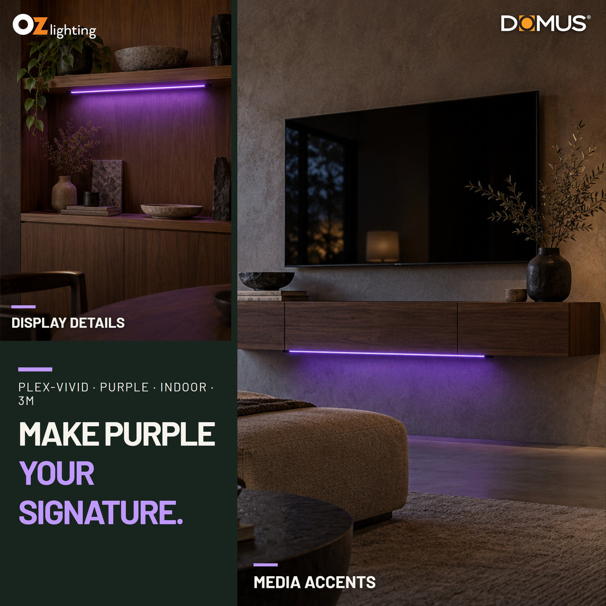Domus PLEX Vivid 3 Metre 15W/m Purple Strip and Driver Bundle-Domus Lighting-Ozlighting.com.au