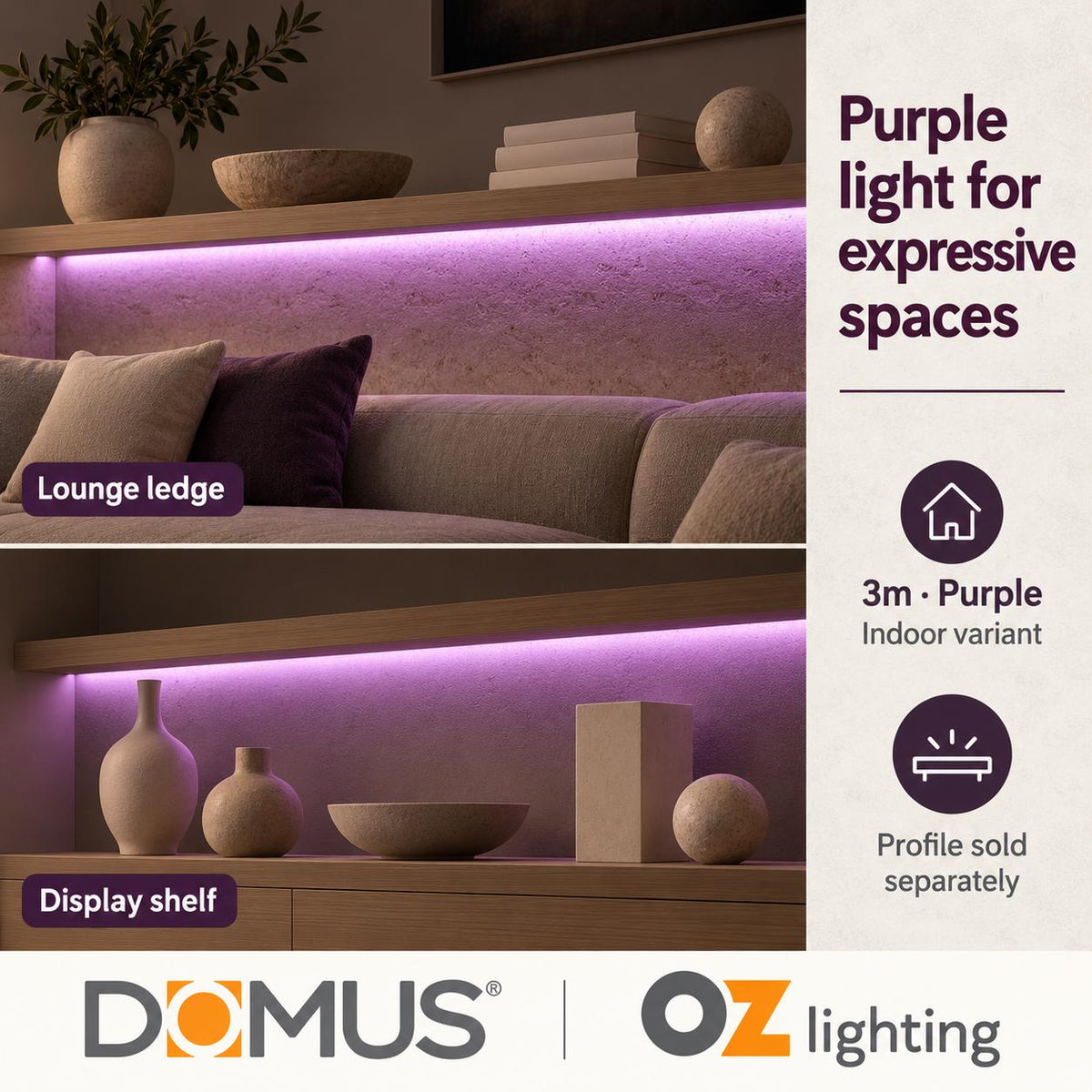 Domus PLEX Vivid 3 Metre 15W/m Purple Strip and Driver Bundle-Domus Lighting-Ozlighting.com.au