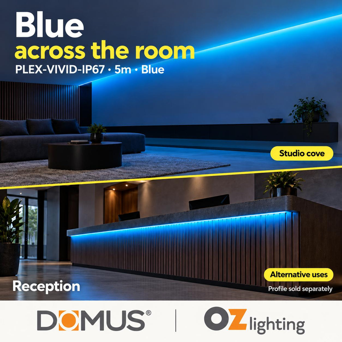 Domus PLEX Vivid 5 Metre 15W/m Blue Outdoor Strip and Driver Bundle-Domus Lighting-Ozlighting.com.au