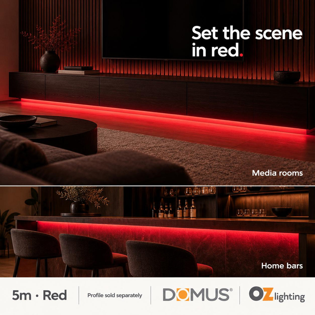 Domus PLEX Vivid 5 Metre 15W/m Red Strip and Driver Bundle-Domus Lighting-Ozlighting.com.au