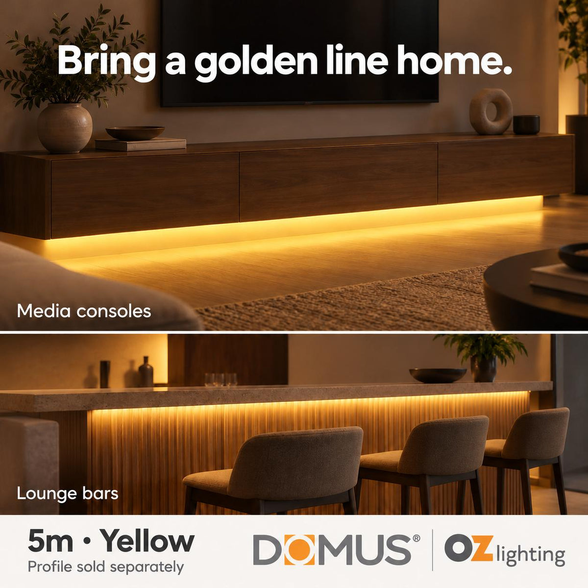Domus PLEX Vivid 5 Metre 15W/m Yellow Outdoor Strip and Driver Bundle-Domus Lighting-Ozlighting.com.au