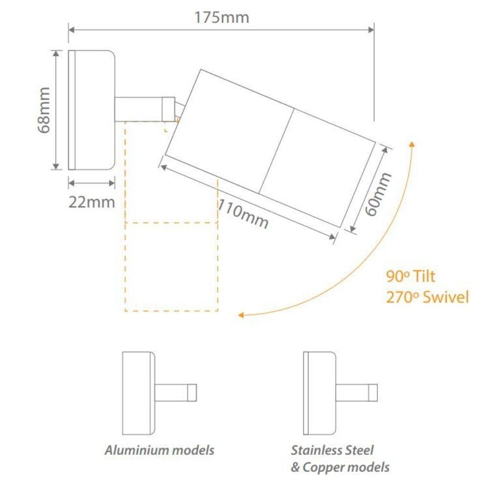 Domus SHADOW-1-ADJ - 6W 3-CCT MR12 12V Exterior Adjustable LED Spotlight IP65 DRIVER REQUIRED-Domus Lighting-Ozlighting.com.au