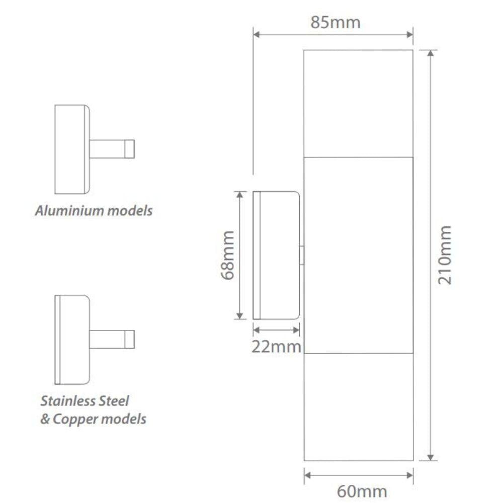 Domus SHADOW-2WB LED Up/Down Wall Light - 2 x 6W, GU10, Tri-Colour, IP65-Domus Lighting-Ozlighting.com.au