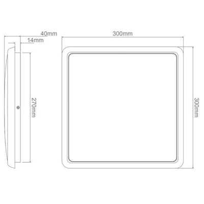 Domus SOLAR-300-SQR - 25W LED Single Colour Dimmable Square Ceiling Light IP54 White - 3000K-Domus Lighting-Ozlighting.com.au