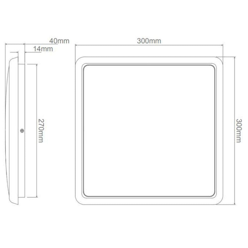 Domus SOLAR-300-SQR - 25W LED Single Colour Dimmable Square Ceiling Light IP54 White - 3000K-Domus Lighting-Ozlighting.com.au