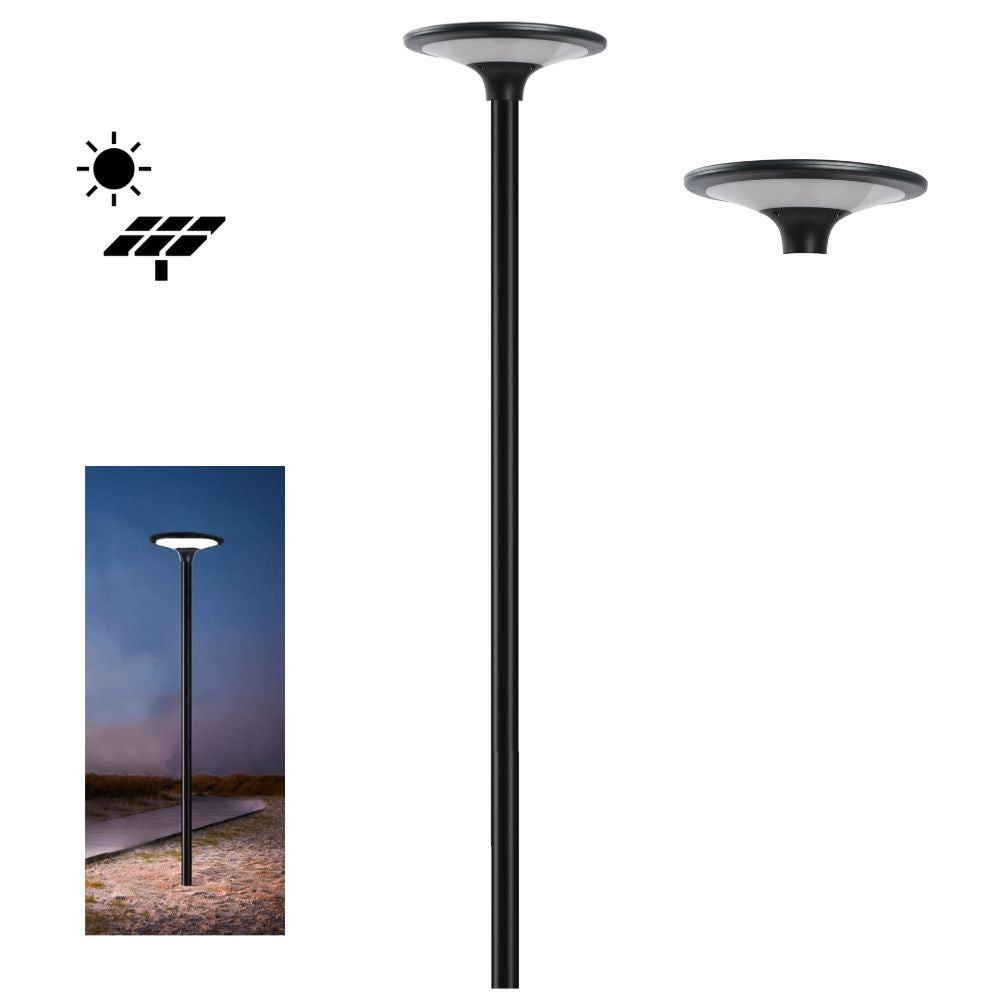 Domus SUNSOLAR-1-KIT - Solar Powered 10W/20W LED 2-CCT Dual Colour High Output Post Top Garden Area Light And 2M Post IP65-Domus Lighting-Ozlighting.com.au