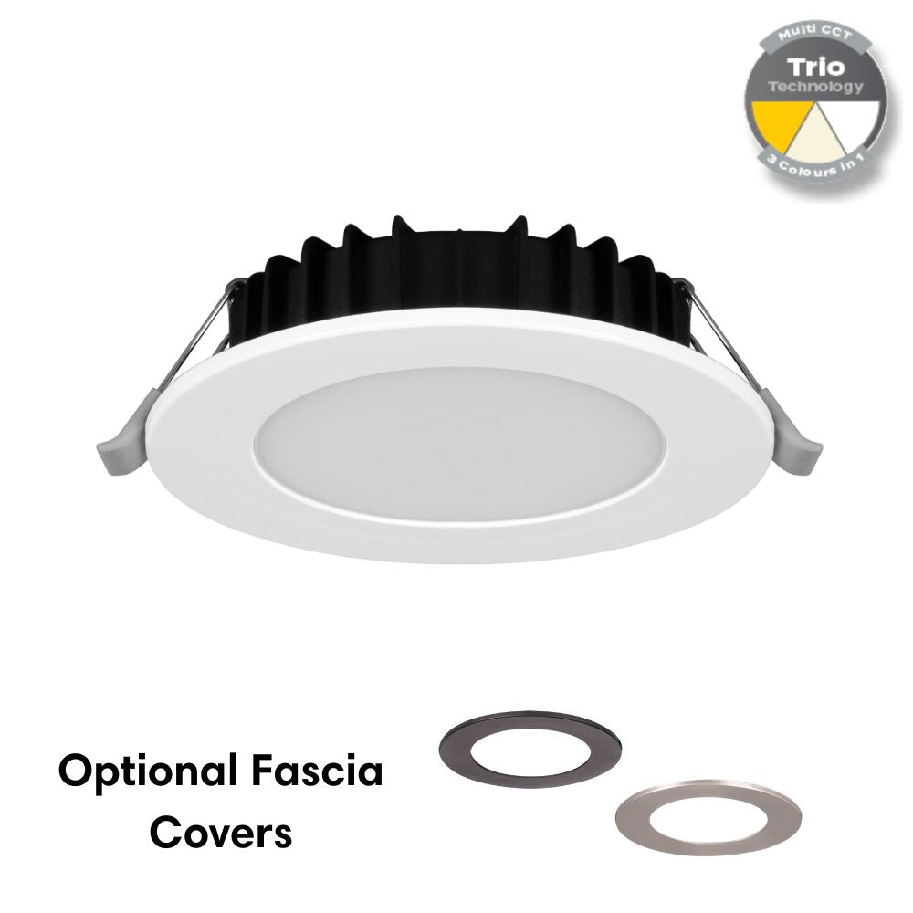 Domus TICK-8 LED Downlight - 8W, Tri-Colour, Dimmable, IP44, Flat Face-Domus Lighting-Ozlighting.com.au