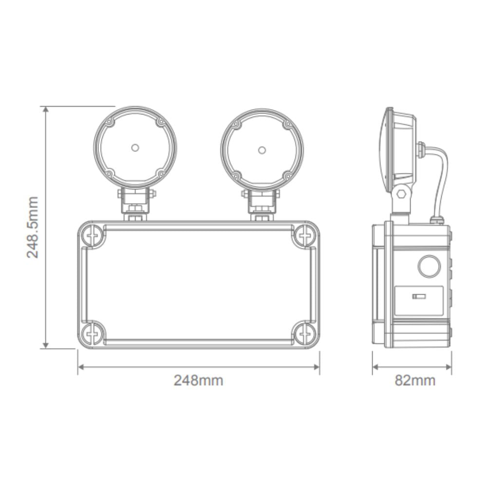 Domus TWIN-SPOT-EM LED Wall Light - 5W, IP65, Emergency-Domus Lighting-Ozlighting.com.au