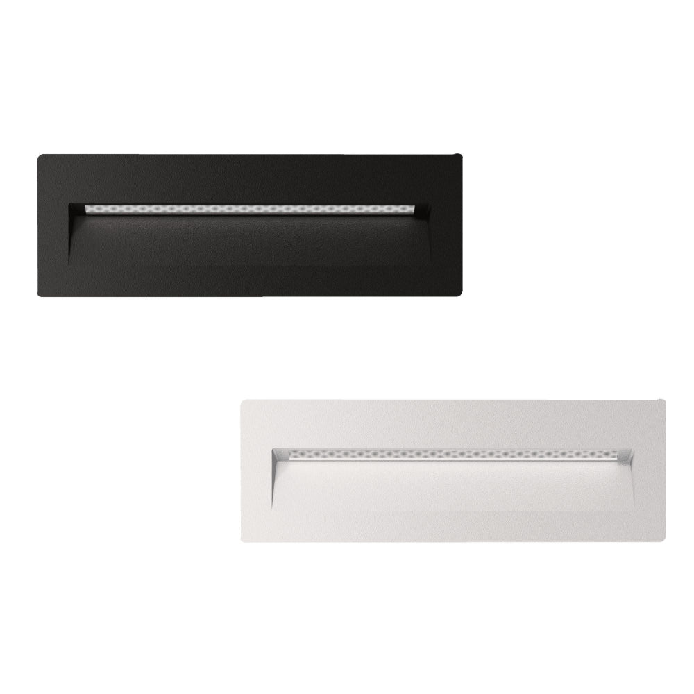 Domus ZAC-PRO-8 - 240V AC 8W LED Tri-Colour Rectangle Recessed LED Wall Light IP65-Domus Lighting-Ozlighting.com.au