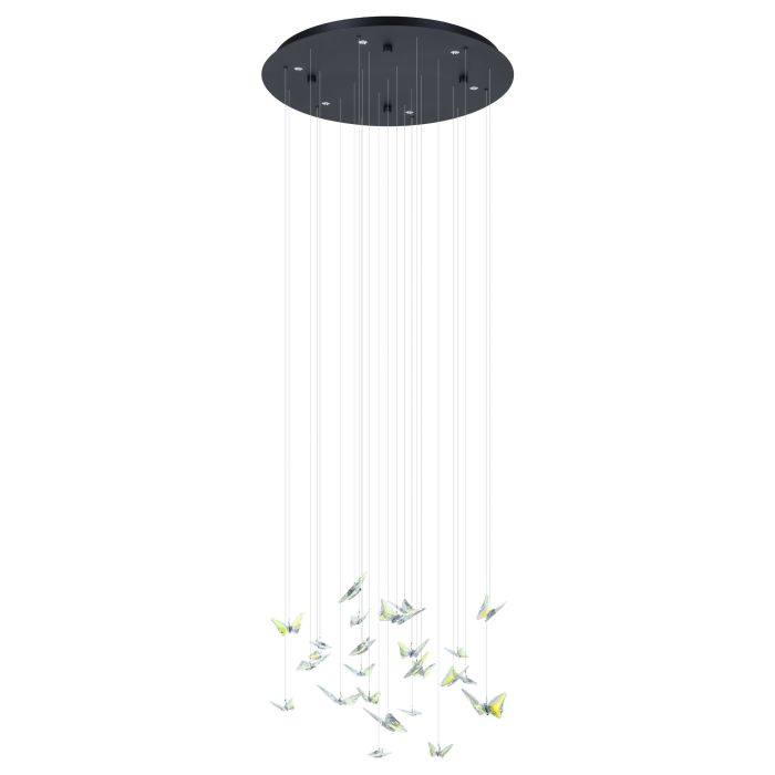Eglo ADRADOS LED Pendant - 580mm Round, Black / Clear Glass-Eglo-Ozlighting.com.au