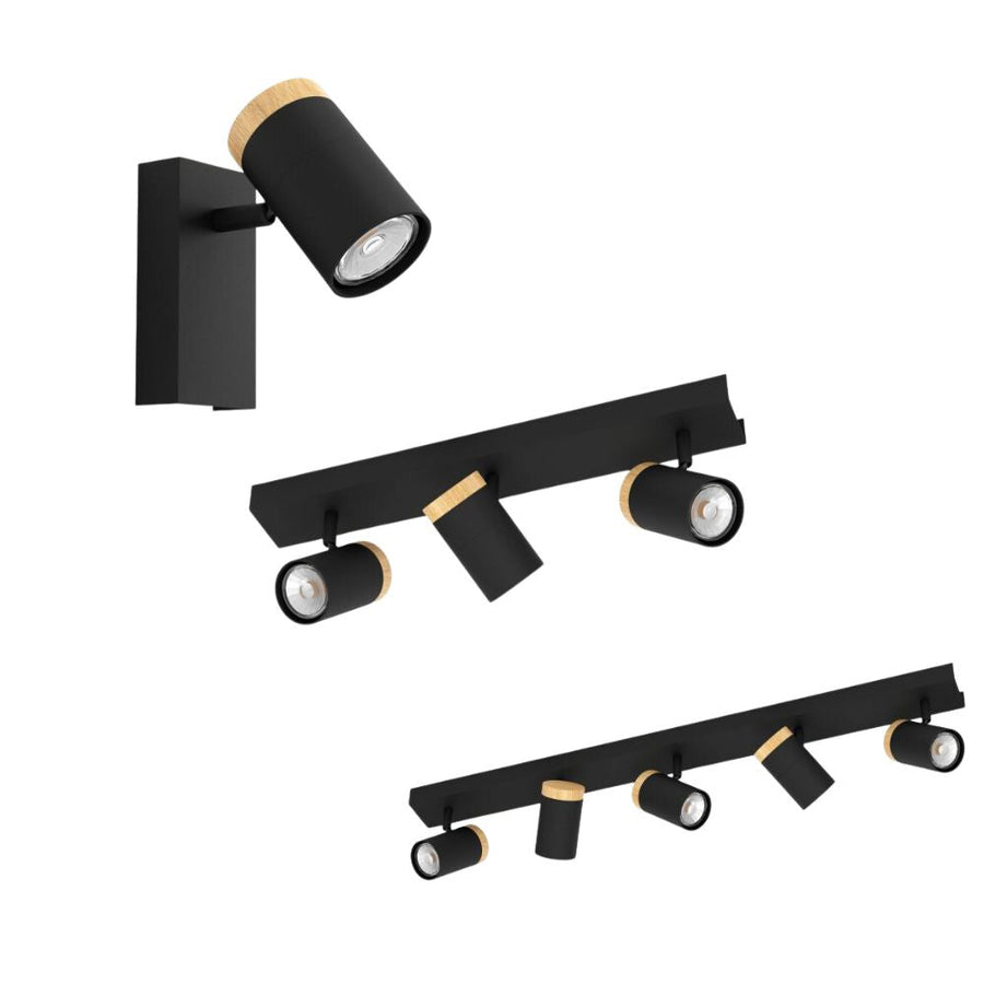 Eglo CARTAGENA - Indoor Steel and Wood GU10 LED Spotiight-Eglo-Ozlighting.com.au