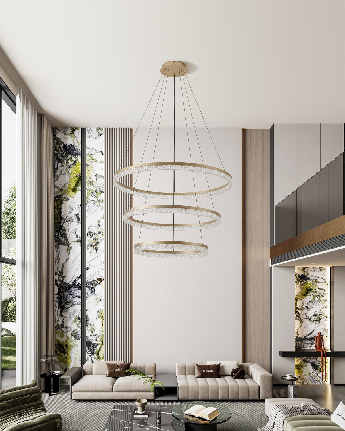 Eglo FLORENCIA LED Pendant - 1000mm Tiered Ring, Gold-Eglo-Ozlighting.com.au