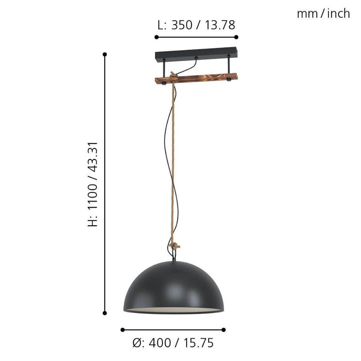 Eglo HODSOLL - 1/2 Steel Light Pendant-Eglo-Ozlighting.com.au