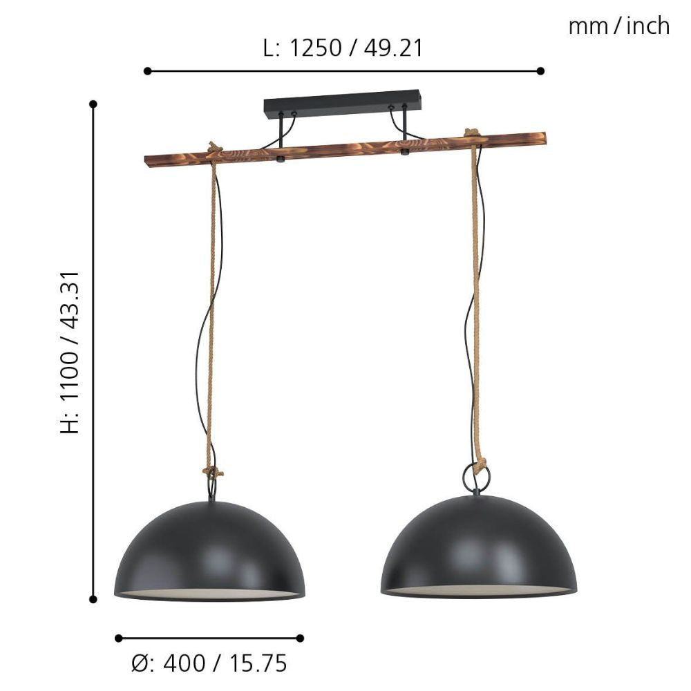 Eglo HODSOLL - 1/2 Steel Light Pendant-Eglo-Ozlighting.com.au