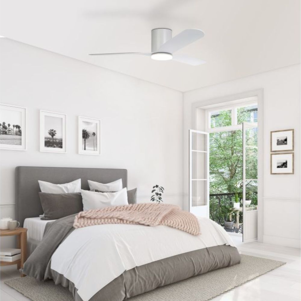 Eglo ILUKA - 3 Blade 52" 1320mm DC Hugger Ceiling Fan with LED Light-Eglo-Ozlighting.com.au