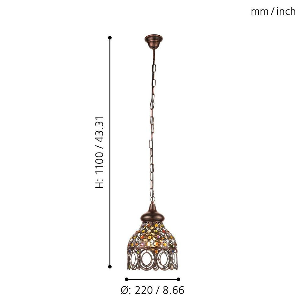Eglo JADIDA - 1 Light Steel Pendant-Eglo-Ozlighting.com.au