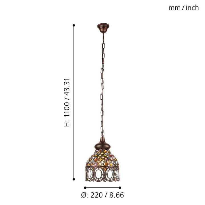 Eglo JADIDA - 1 Light Steel Pendant-Eglo-Ozlighting.com.au