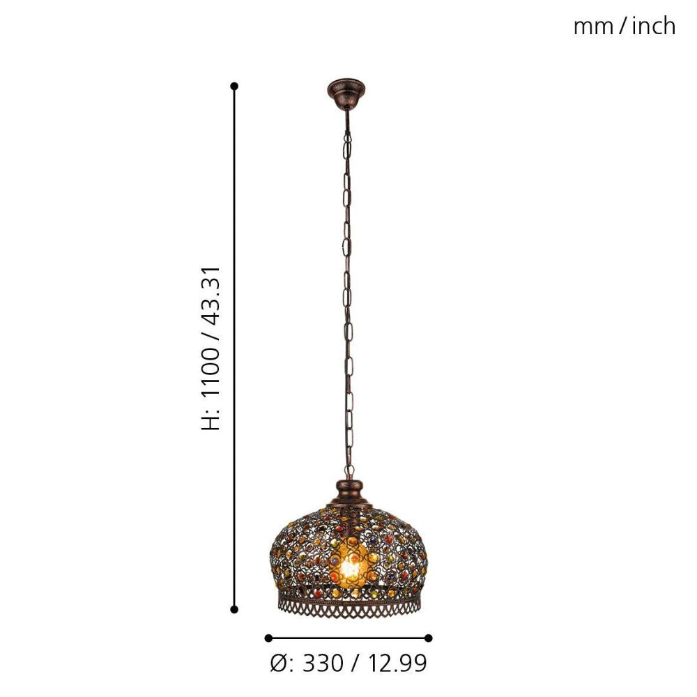 Eglo JADIDA - 1 Light Steel Pendant-Eglo-Ozlighting.com.au