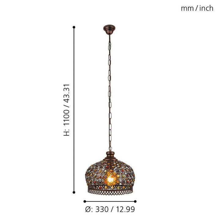 Eglo JADIDA - 1 Light Steel Pendant-Eglo-Ozlighting.com.au