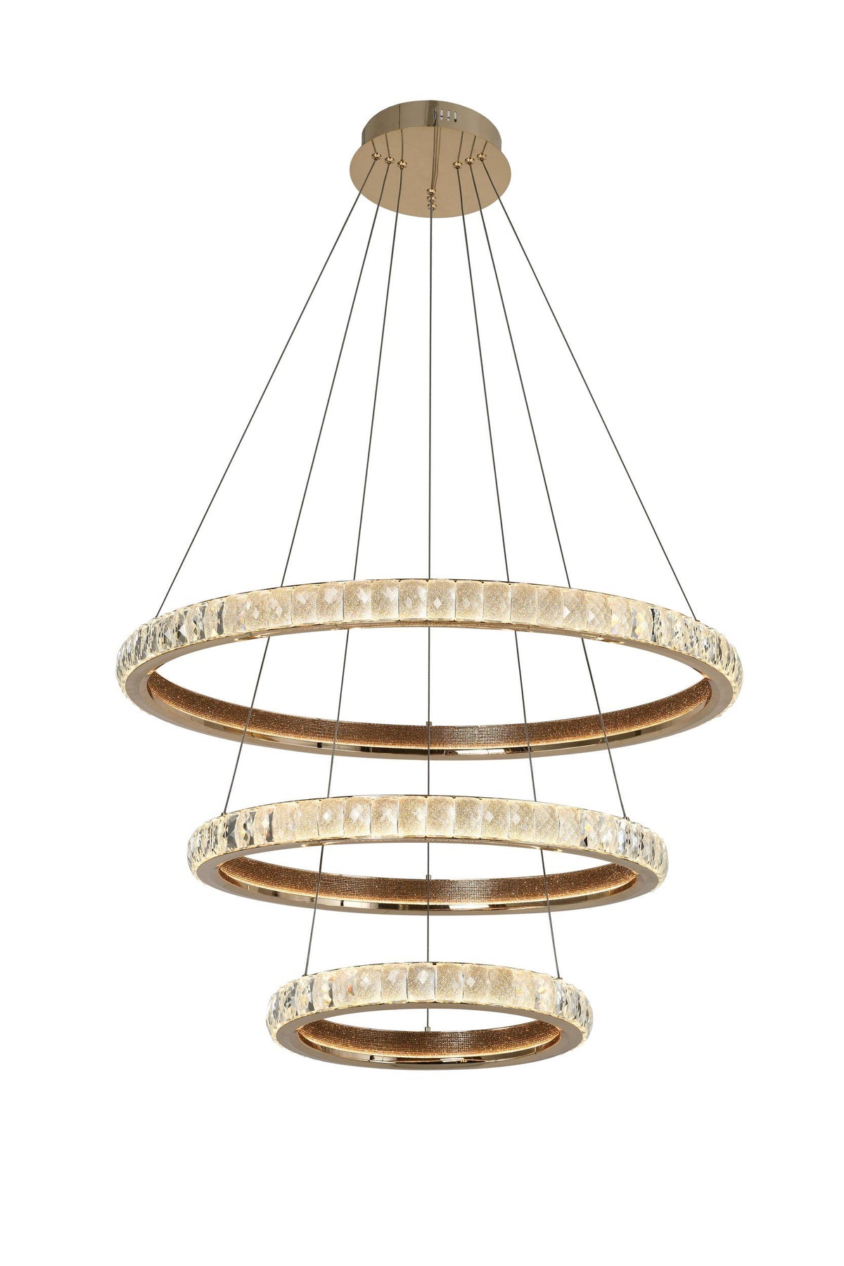 Eglo KATHLEEN LED Pendant - 800mm Triple Ring 103W, Gold-Eglo-Ozlighting.com.au