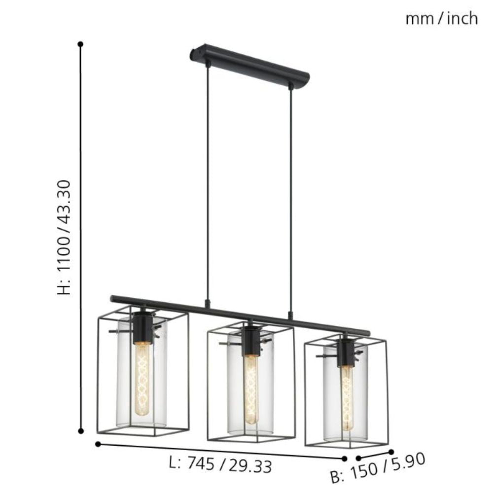 Eglo LONCINO - 1/3 Light Pendant-Eglo-Ozlighting.com.au