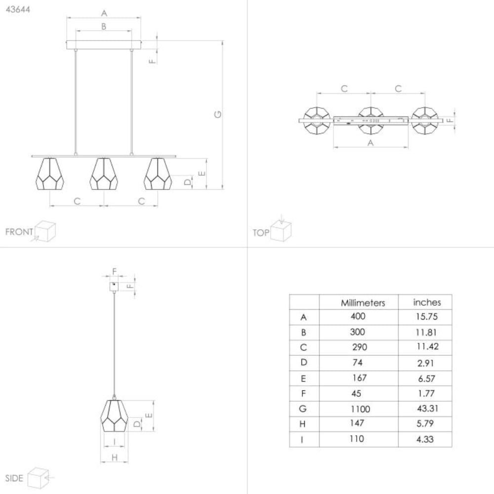 Eglo MARDYKE - 1/3 Light Pendant-Eglo-Ozlighting.com.au
