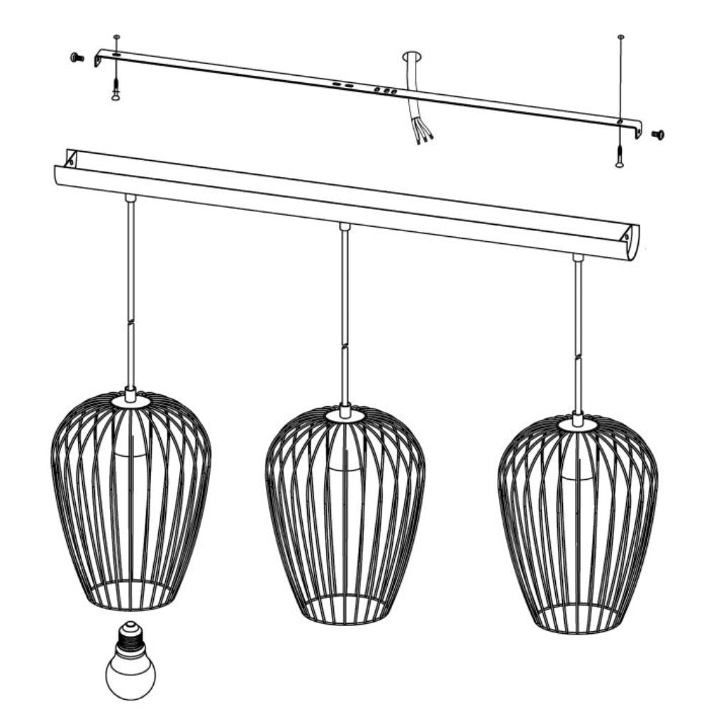 Eglo NEWTOWN - 3 Light Pendant-Eglo-Ozlighting.com.au