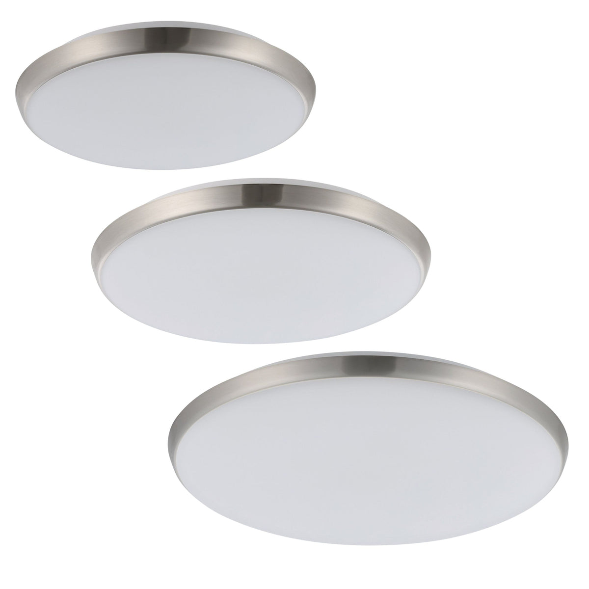 Eglo OLLIE 2 LED Ceiling Light - Oyster, Satin Nickel-Eglo-Ozlighting.com.au