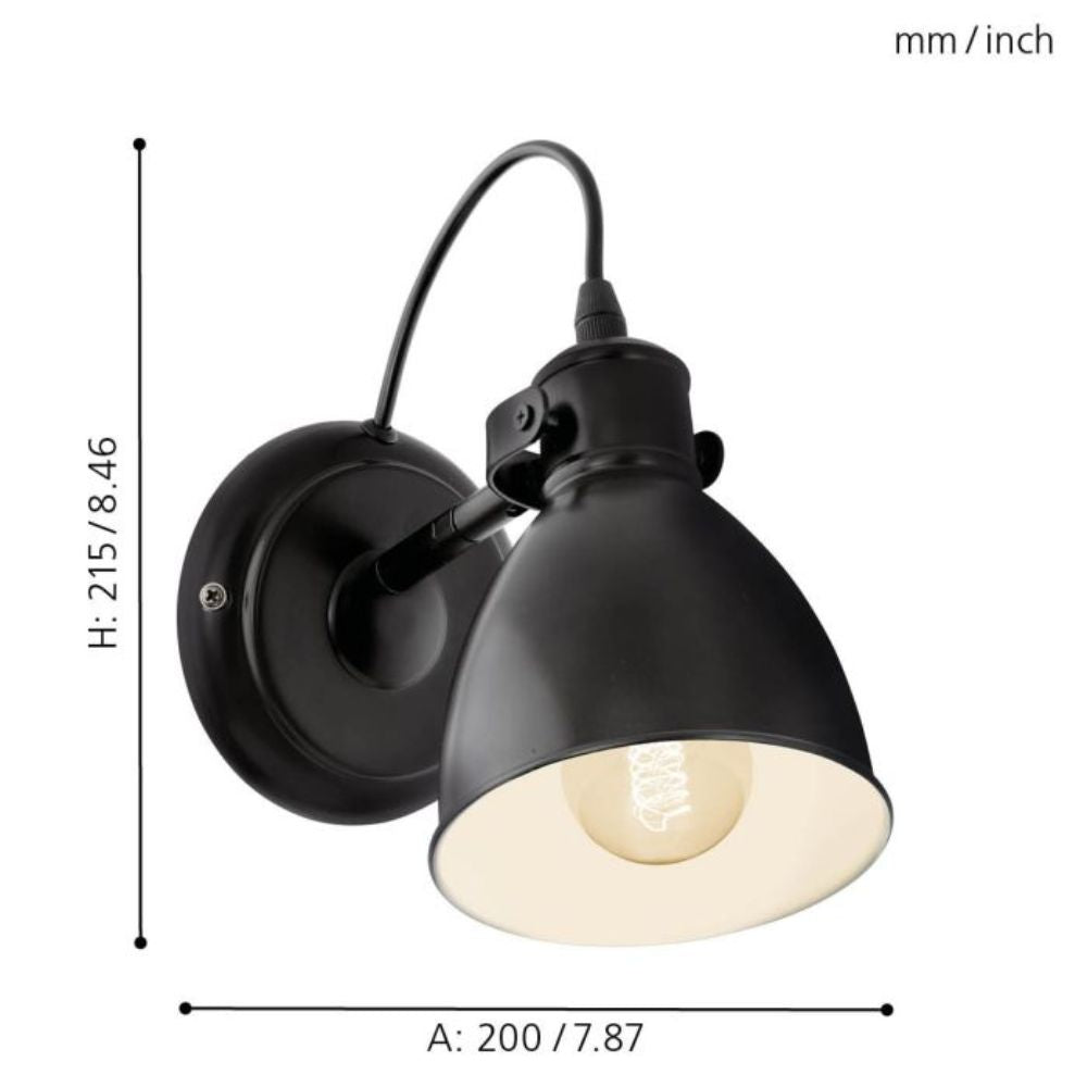 Eglo PRIDDY Wall Light - Metal Shade, E27-Eglo-Ozlighting.com.au