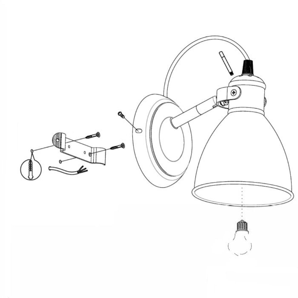 Eglo PRIDDY Wall Light - Metal Shade, E27-Eglo-Ozlighting.com.au