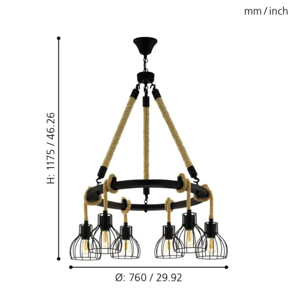 Eglo RAMPSIDE - 1/6 Light Pendant-Eglo-Ozlighting.com.au