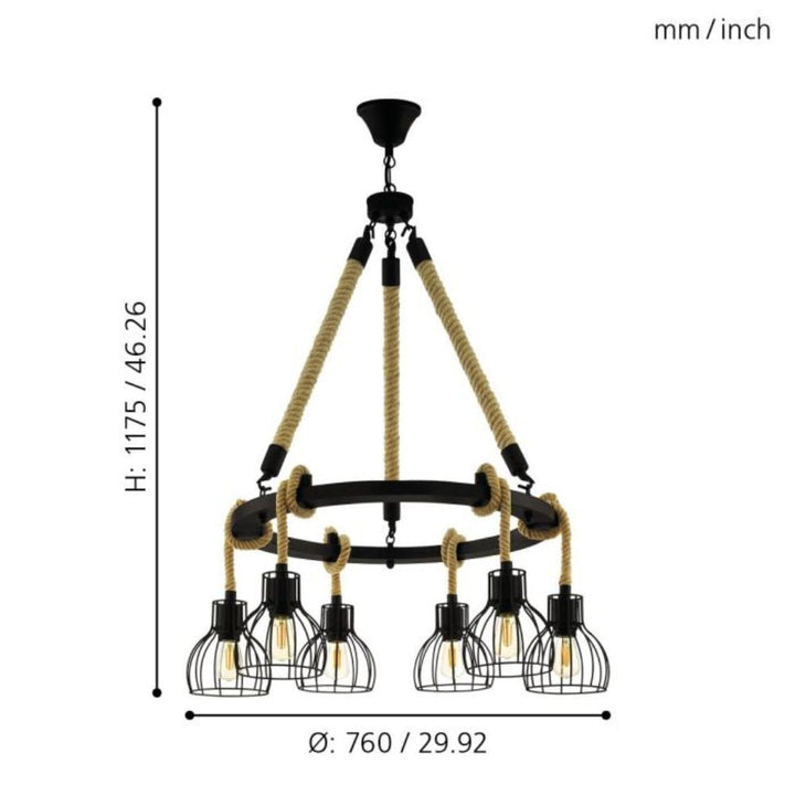 Eglo RAMPSIDE - 1/6 Light Pendant-Eglo-Ozlighting.com.au