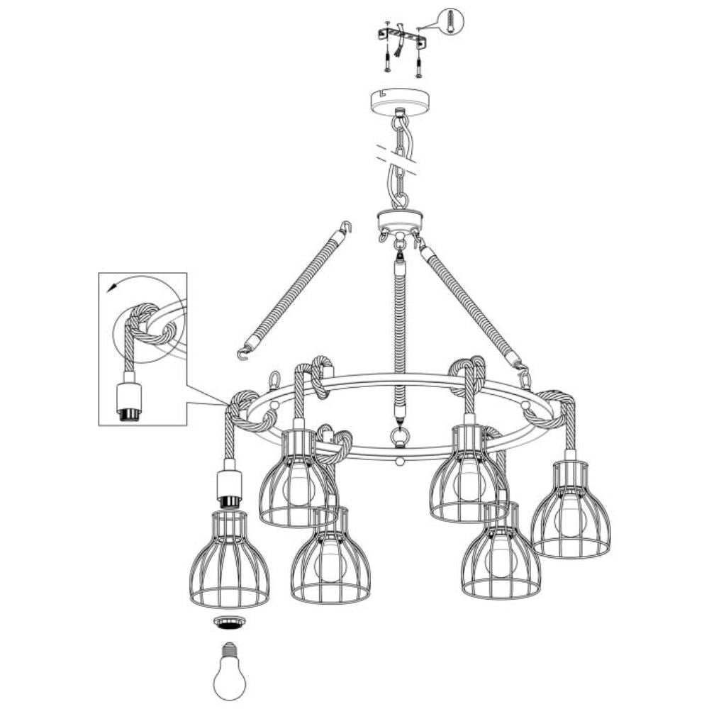 Eglo RAMPSIDE Pendant - 1/6 Light-Eglo-Ozlighting.com.au