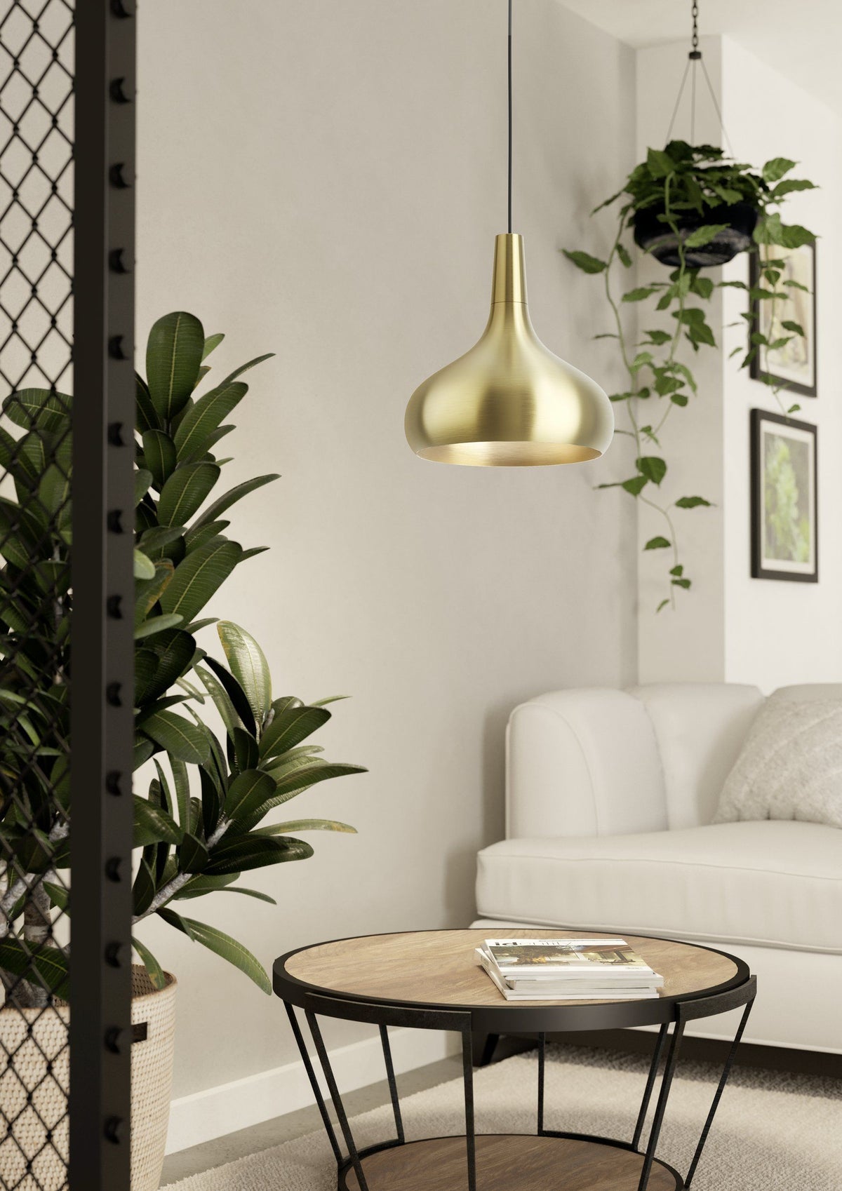 Eglo SABINAR pendant - brushed brass 280mm-Eglo-Ozlighting.com.au