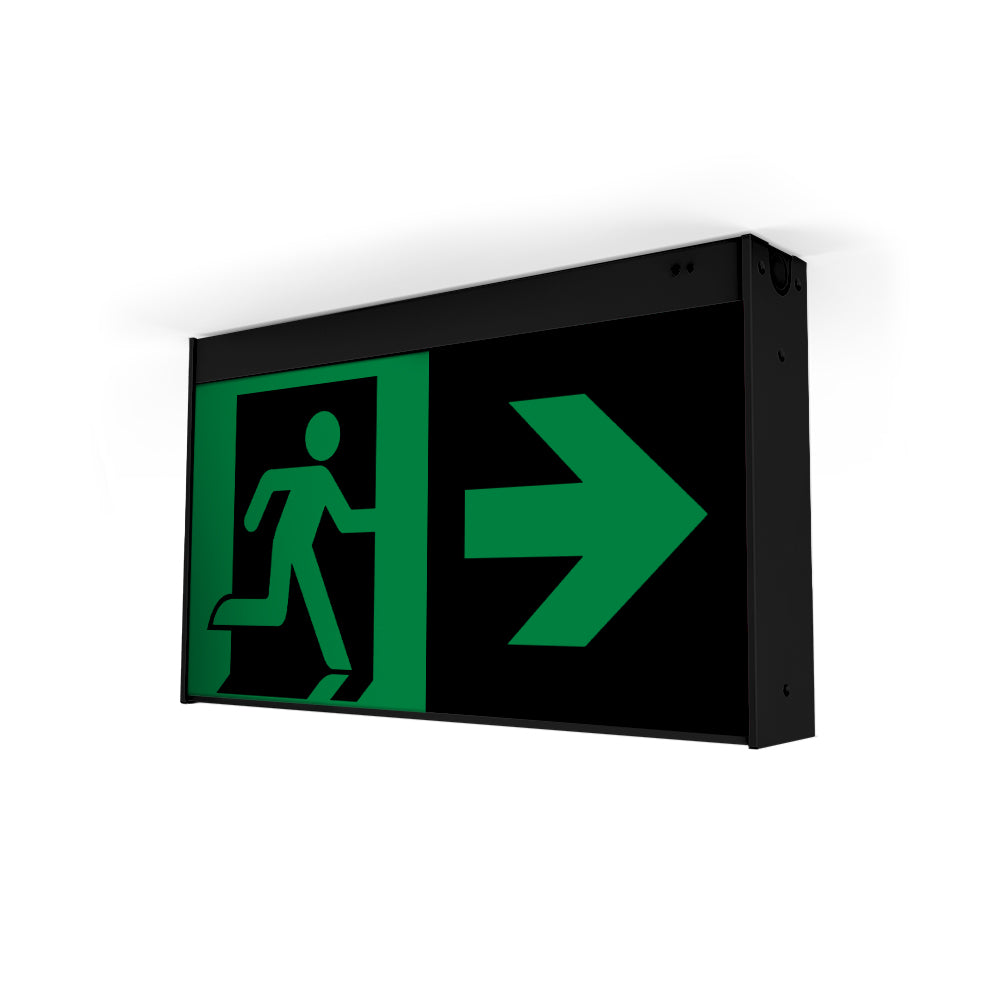 Ektor ONE MERCURY Emergency Exit Light - 40m, Wireless/DALI-2, Black-Ektor Lighting-Ozlighting.com.au