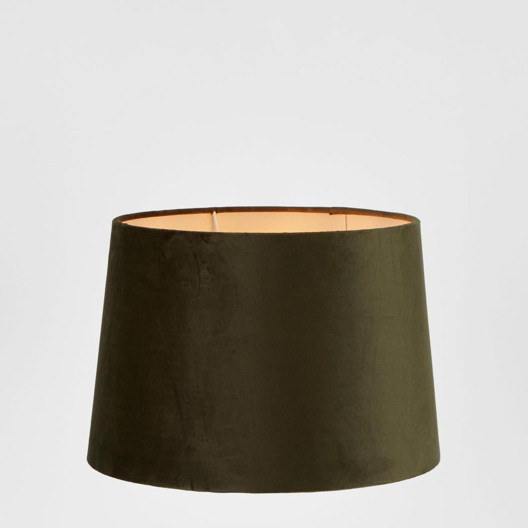 Emac & Lawton Velvet Drum Lampshade Olive Green-Emac & Lawton-Ozlighting.com.au