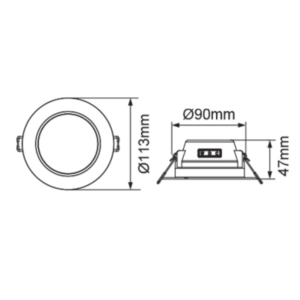 Energetic PLASTIAL LED Downlight - 7W, Tri-Colour, IP54, 90mm, 90mm Cutout-Energetic Lighting-Ozlighting.com.au