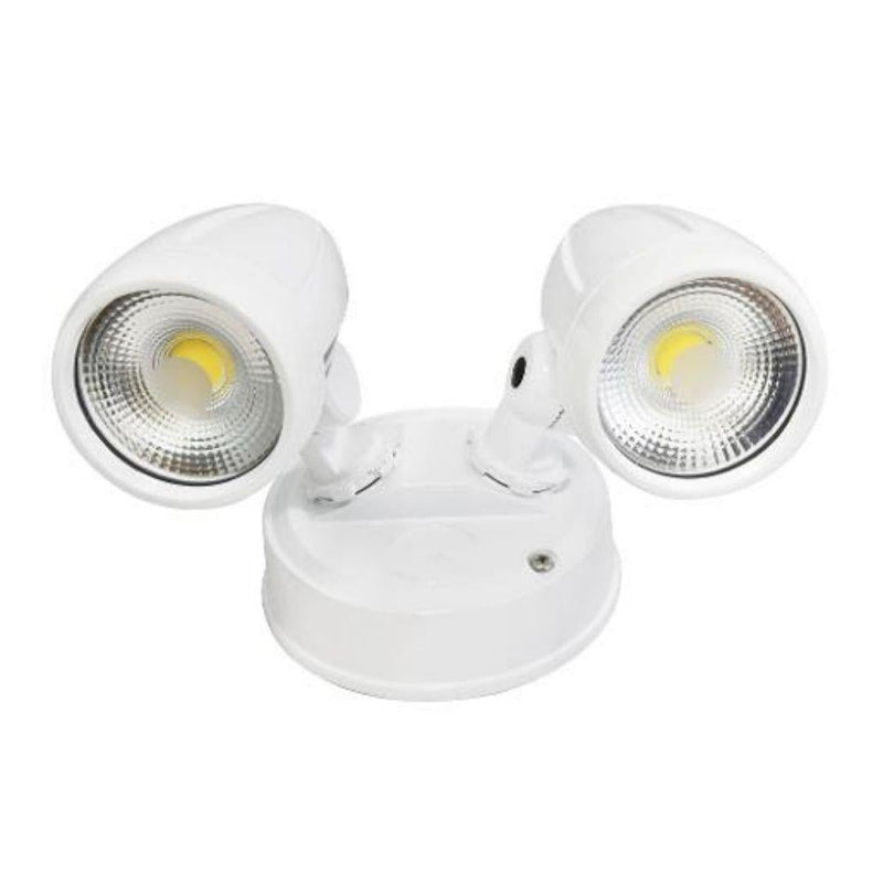 Energetic SECULITE-TWIN - 2x10W LED Twin Head Exterior Spotlight Security Light IP54 White - 5000K-Energetic Lighting-Ozlighting.com.au