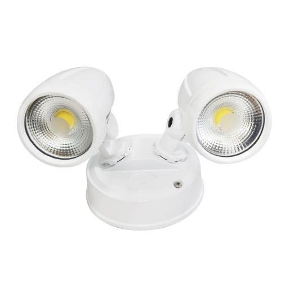 Energetic SECULITE-TWIN LED Spotlight - 2x10W, 5000K, IP54, Twin Head, White-Energetic Lighting-Ozlighting.com.au